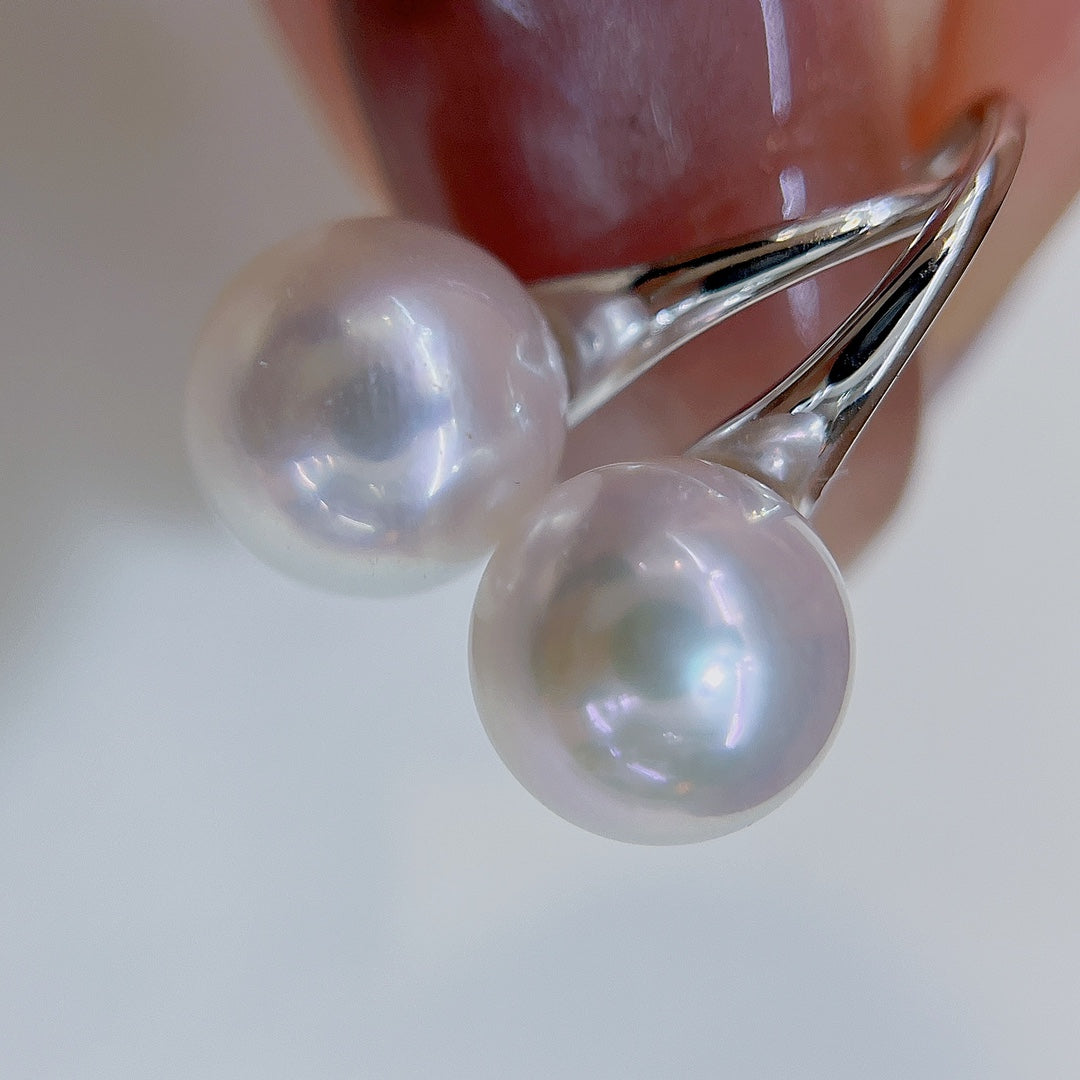 Luxury 8-8.5mm Akoya Pearl Stud Earrings - Jewelry for Elegance