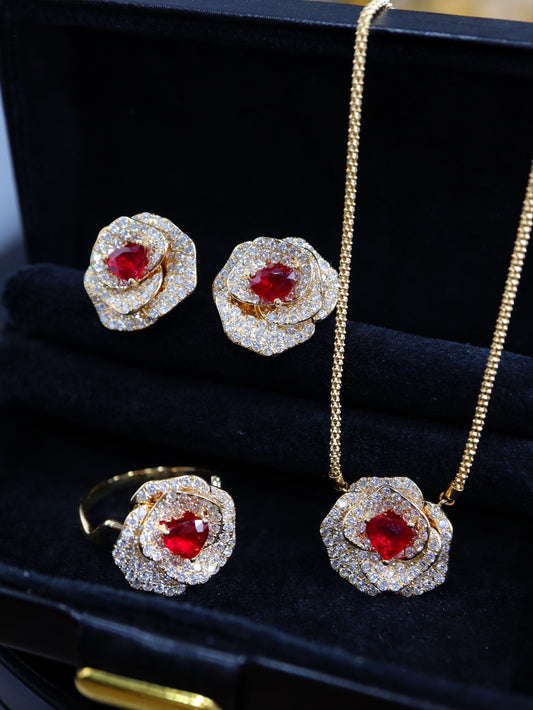 Luxurious Light Luxury Count's Flower Jewelry Set