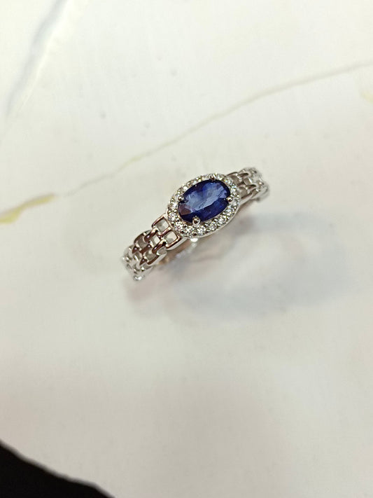 Exquisite S925 Silver Jewelry with Sapphire Ring