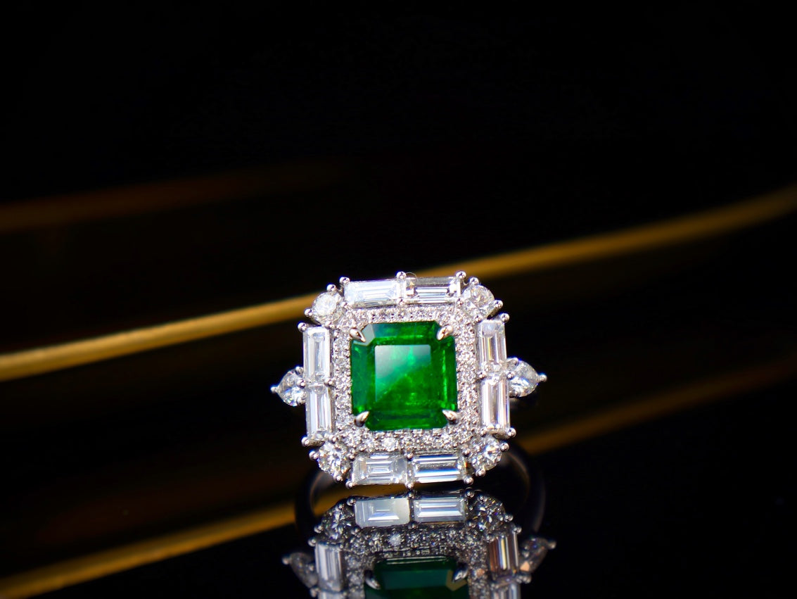 Emerald Ring Pracht - 2,22 ct glazige groene sieraden edelsteen