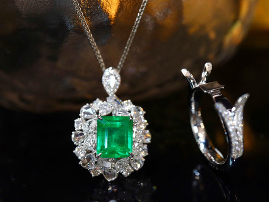 Emerald Pendant/Ring Dual-Use Jewelry -潘杰希尔 Vivid Green with GUILD Certificate