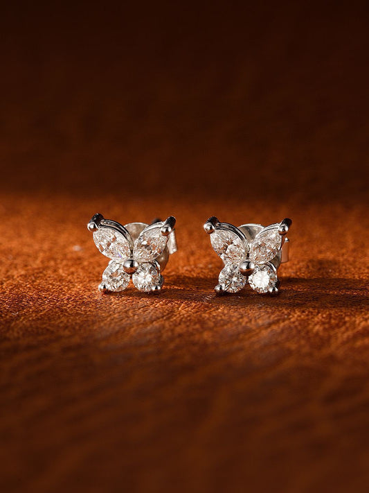 18K Diamond Cultured Marquise and Round Stud Earrings - LGED023