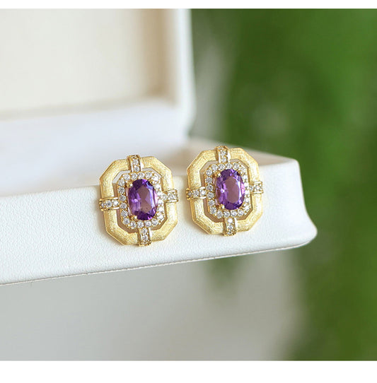 Luxurious Natural Amethyst Earrings - Jewelry for Elegance and Grace