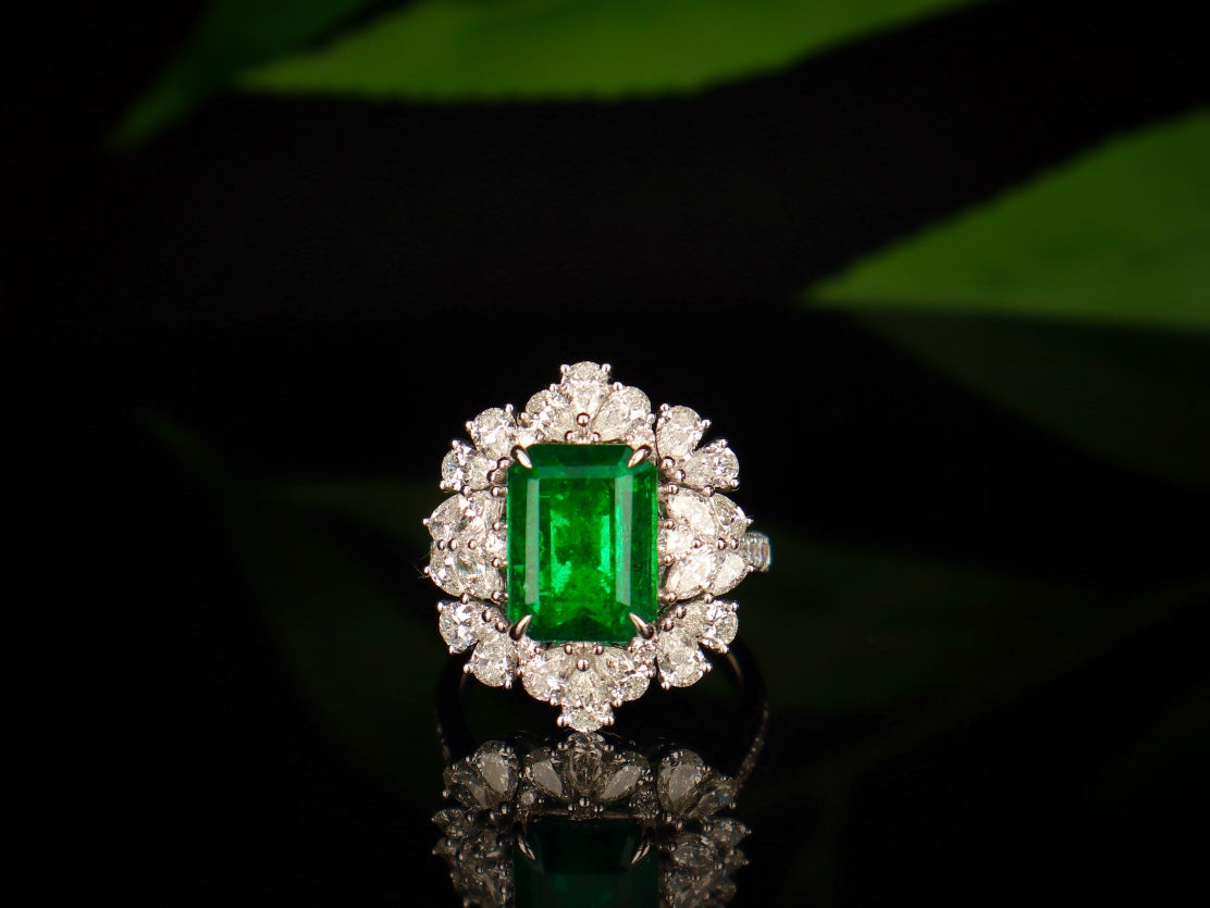 Emerald Jewelry - Magnificent 4.02ct沃顿绿祖母绿戒指