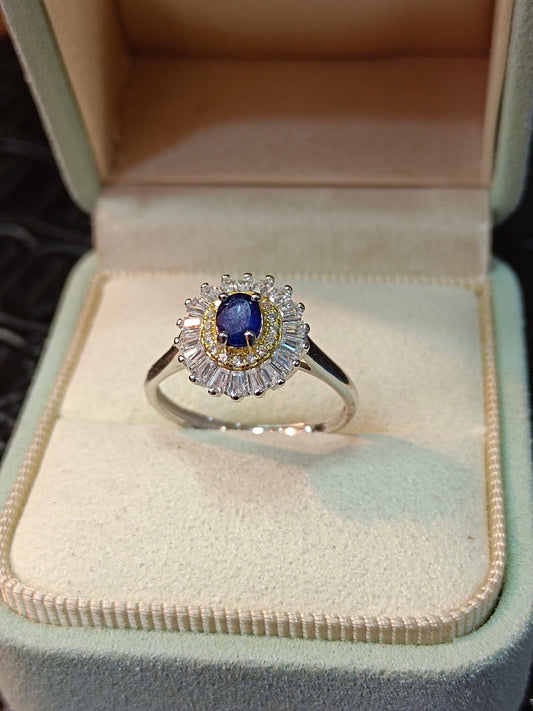 S925 Silver Embedded Sapphire Ring - Elegant Jewelry Piece