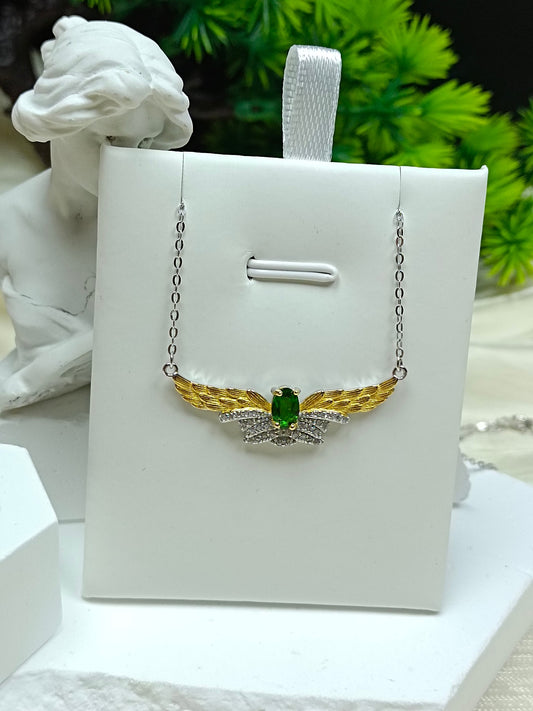 S925 Silver Embedded Diopside "Angel" Necklace - Elegant Jewelry