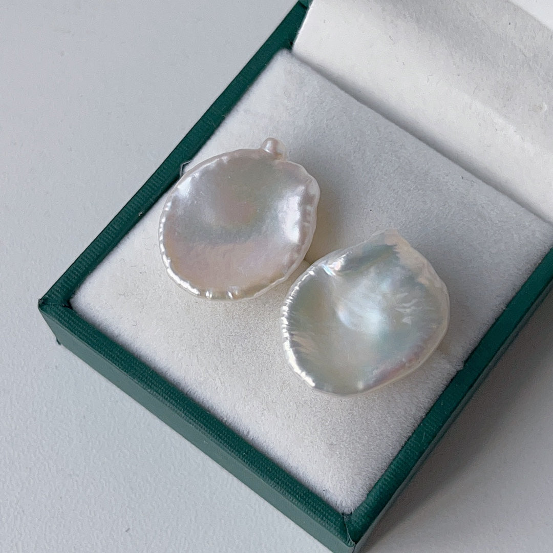 Exquisite Freshwater Keshi Baroque Pearl Earrings in 18K Gold