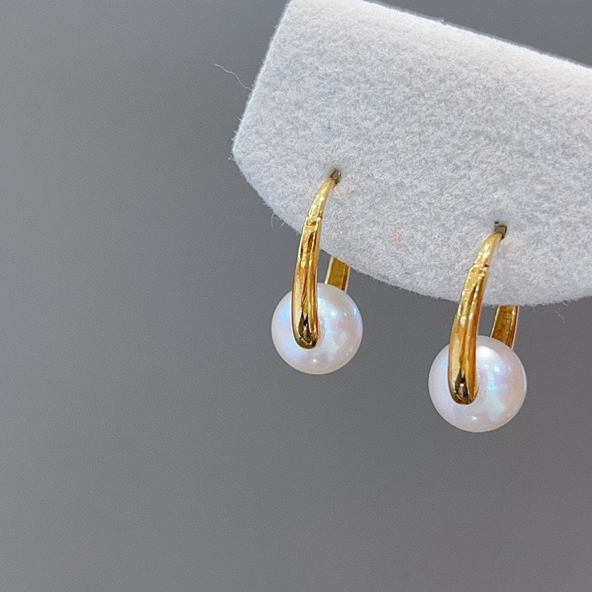 Akoya Simple Style Plain Gold Earrings - Elegant Jewelry for Spring & Summer