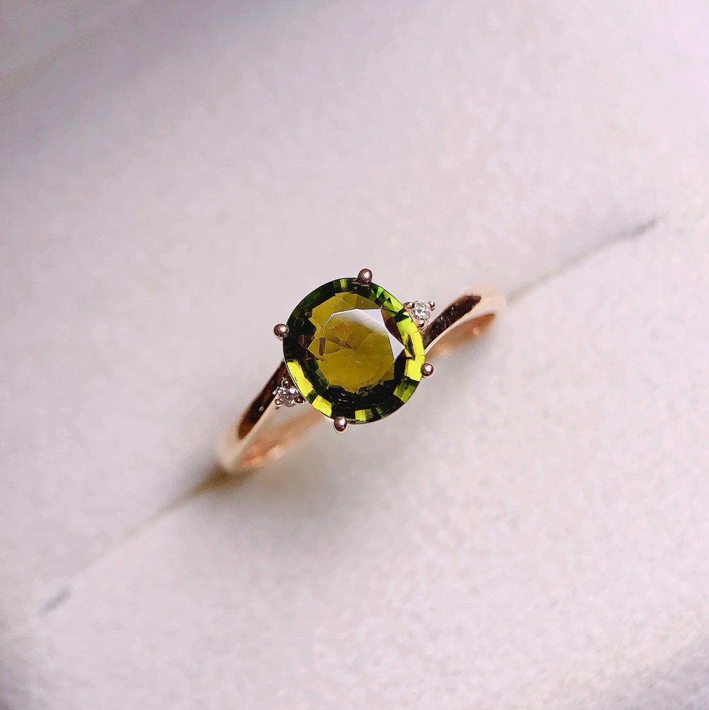 Natural Tourmaline Ring in 18K Gold with Diamond Accents - Exquisite Jewelry