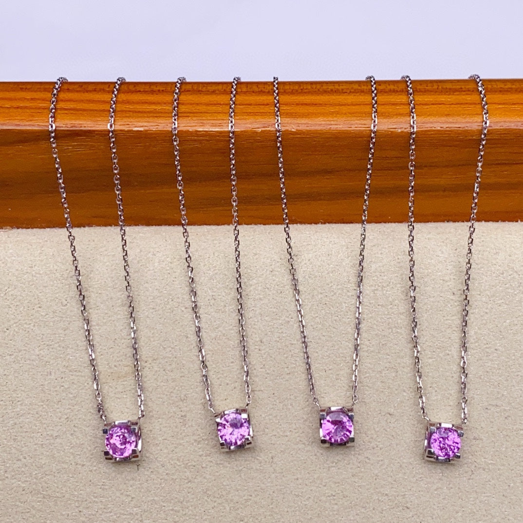 Super Girly and Romantic Cubic Zirconia Pink Sapphire Necklace Jewelry