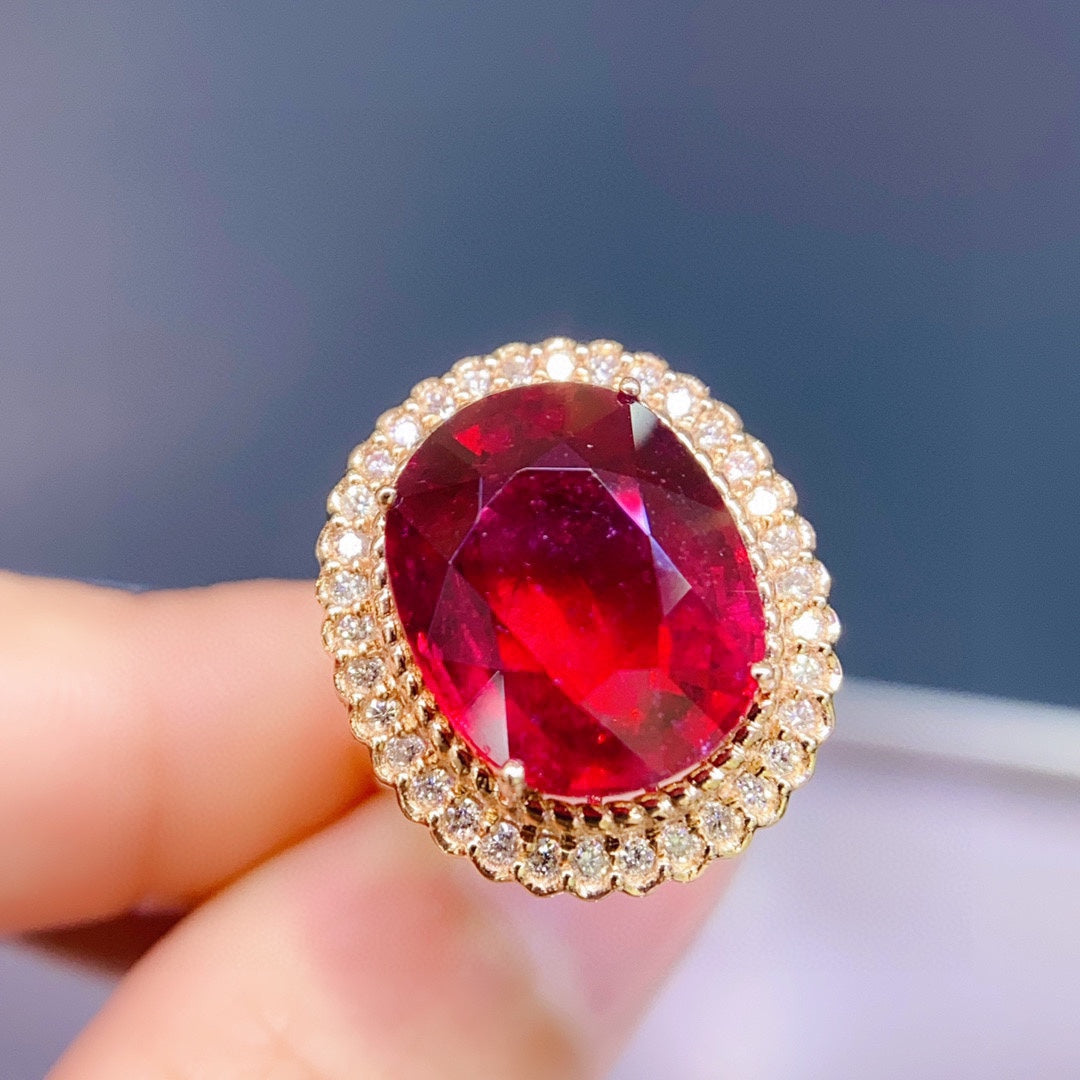 Jewelry Enchantment: Rainbow-like Tourmaline with 18K Gold and Diamonds