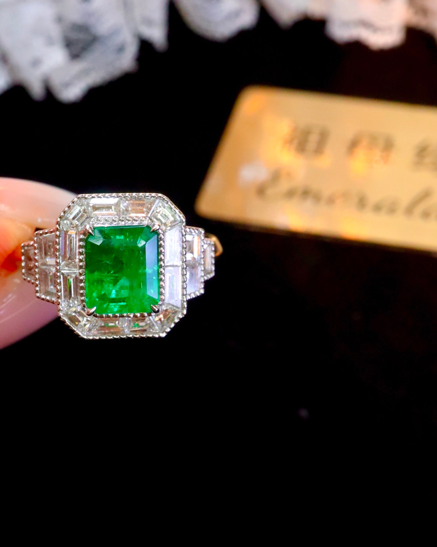 Timeless Elegance: Natural Emerald Ring with Diamond Accent - Fine Jewelry