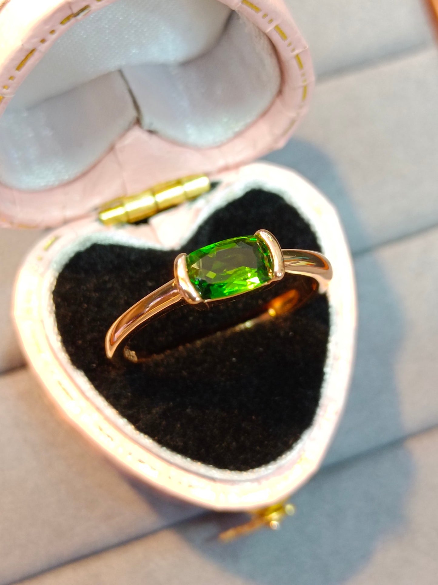 Anello diopside in argento S925 realizzato a mano con caratteristica regolabile - Gioielli eleganti