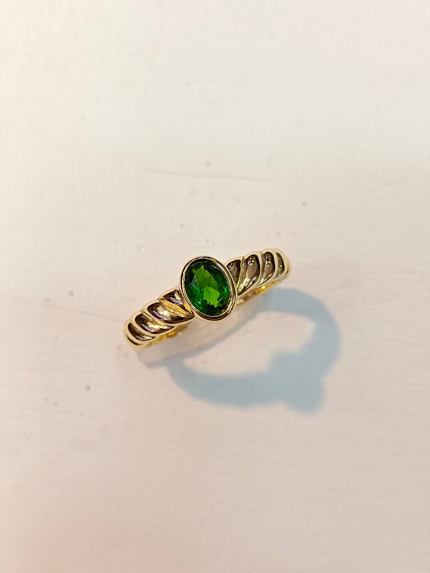 S925 Sterling Silver Intricately Crafted Diopside Ring - Fine Jewelry