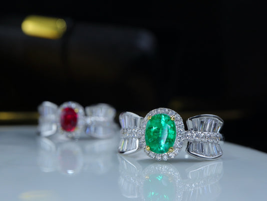 Panjshir Emerald Ring - Luxurious Bowknot Design Jewelry