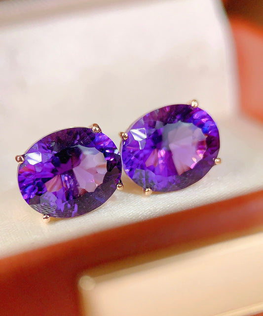 Elegant Purple Amethyst Earrings - Luxurious Jewelry