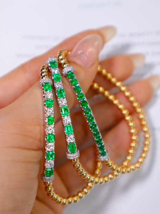 Stylish and Versatile: Imported Elastic Beaded Emerald Bracelet - Premium Jewelry