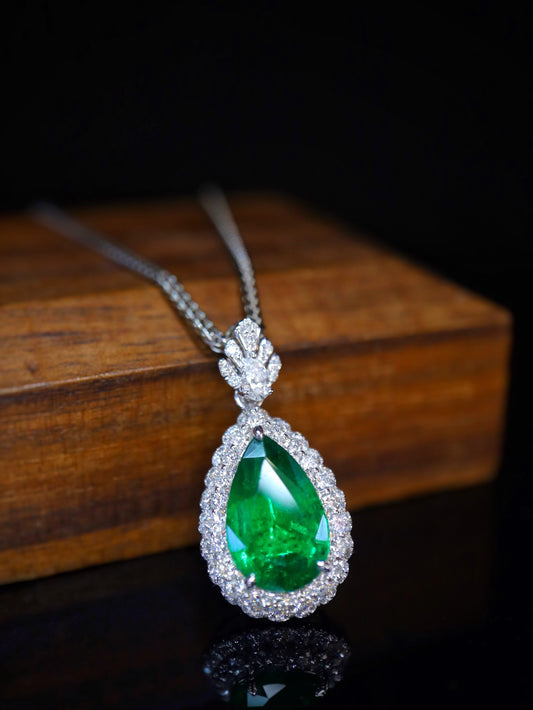 Emerald Pendant - Classic Drop Cut Design Jewelry