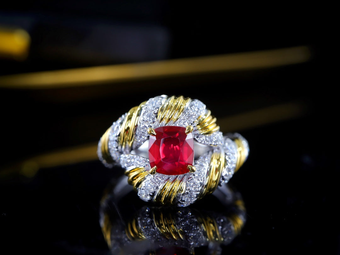 Exquise Pigeon's Blood Ruby Ring - Een modieus sieradenwonder