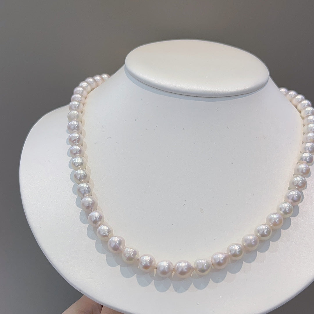 7-8mm Akoya Pearl Necklace in 925 Sterling Silver - Elegant Jewelry for Every Occasion