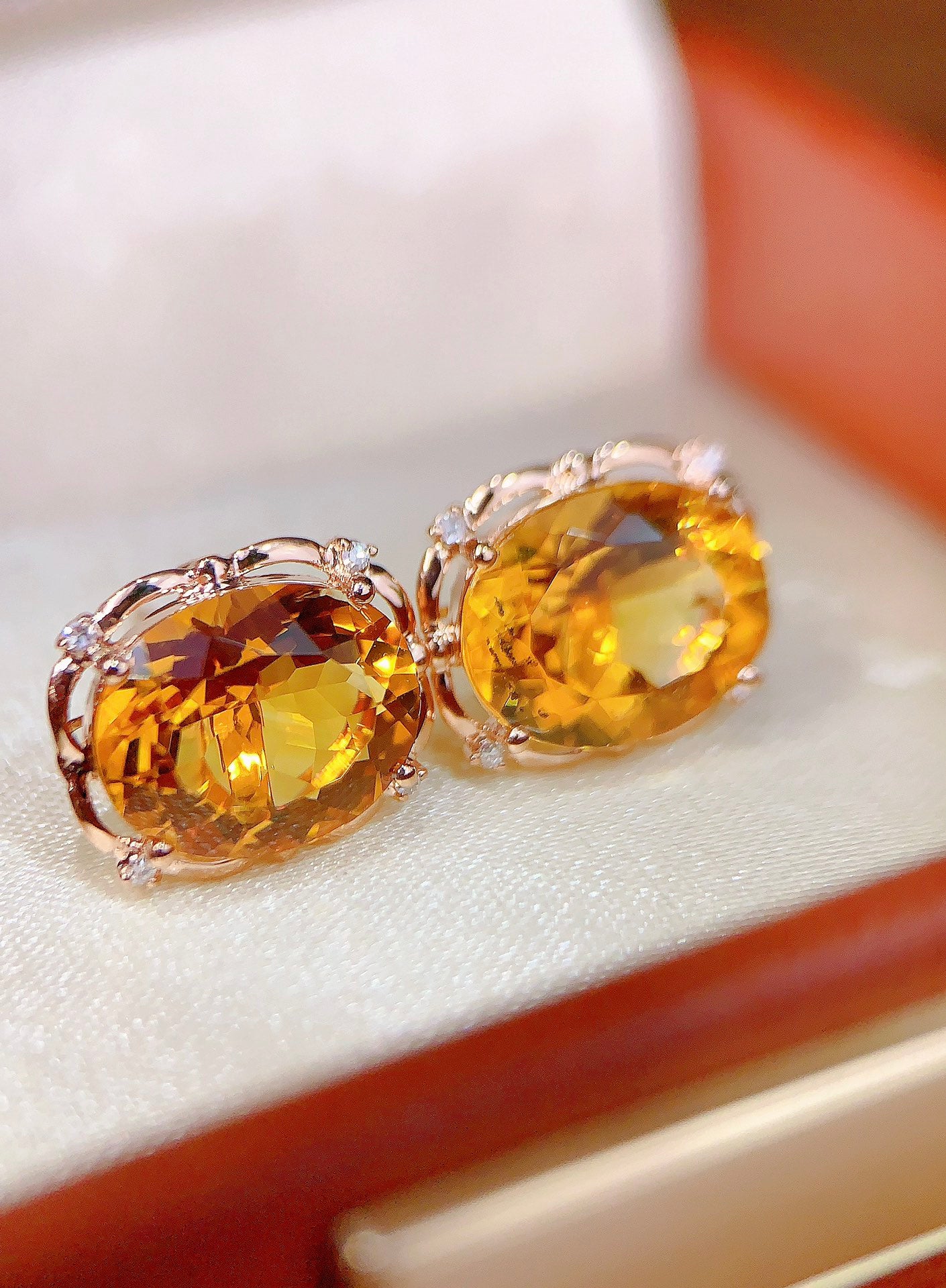 New Arrival: Sunstone of Prosperity - Yellow Citrine Earrings in 18k Gold with Diamond Accents