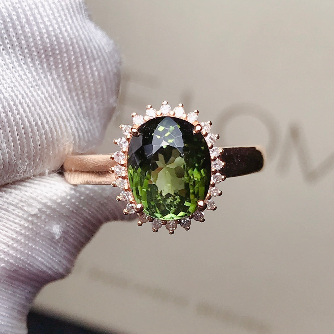 Elegant 18K Gold and Diamond Embedded Tourmaline Ring - Jewelry for Every Occasion