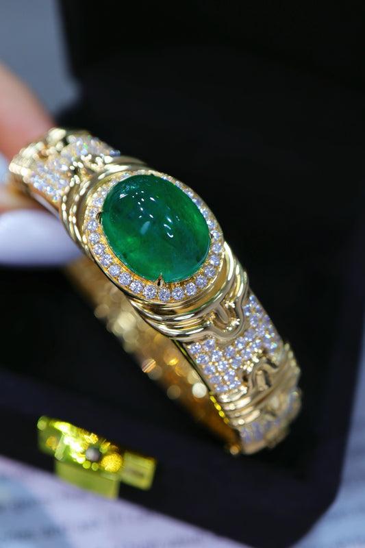 Vintage-Inspired Emerald Heavy Craftsmanship Bracelet - Luxury Jewelry