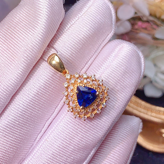 Exquisite 18K Sapphire Pendant with Diamond Accents - A Jewelry Delight