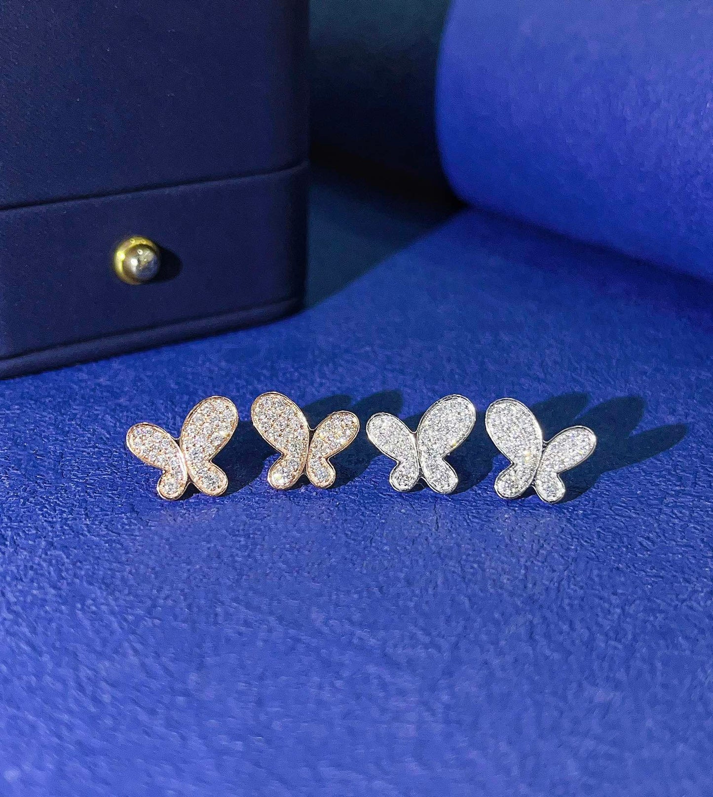 9K Cultured Diamond Irregular Butterfly Earrings