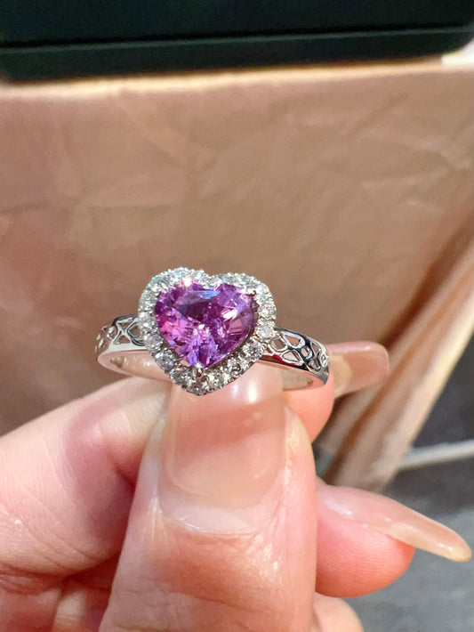 Rare Heart-Shaped Cut Jewelry: Unheated Violet Blue Sapphire Ring