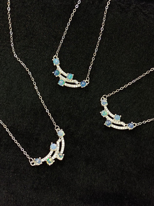 S925 Silver Embedded Opal Necklace - "Meteor Opal" Elegant Fashion Style