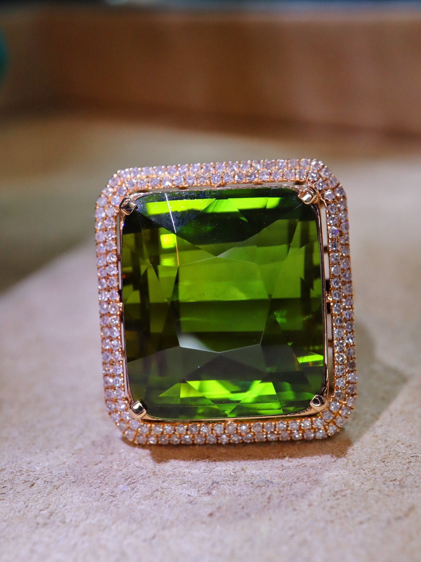 Luxury Jewelry: Natural Tourmaline Ring with 18k Gold and Diamond Embellishments