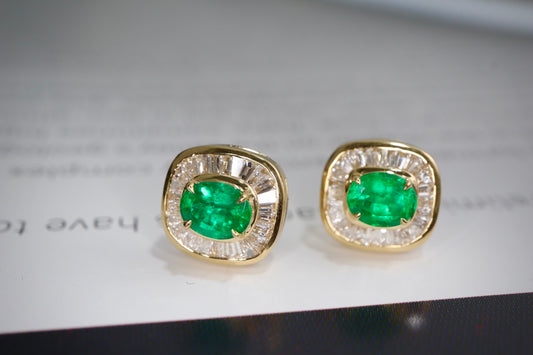 Panjshir Emerald Diamond Earrings - A Daily Elegance Jewelry Choice