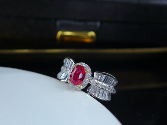 Luxurious Pigeon Blood Red Ruby Ring with Bowknot Design - Premium Jewelry