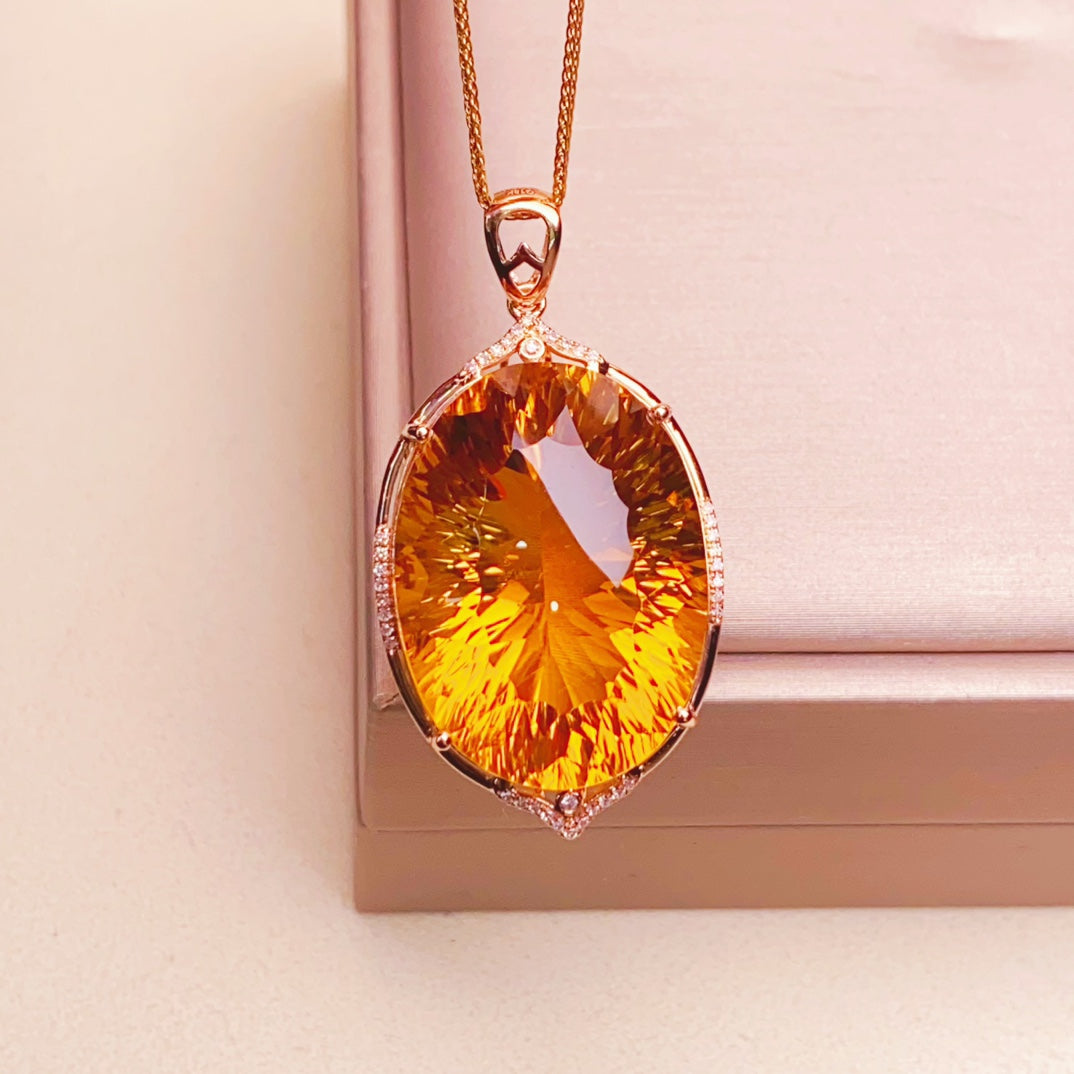 Pendentif Citrine Jaune Radiant Sunshine - Bijoux de Luxe