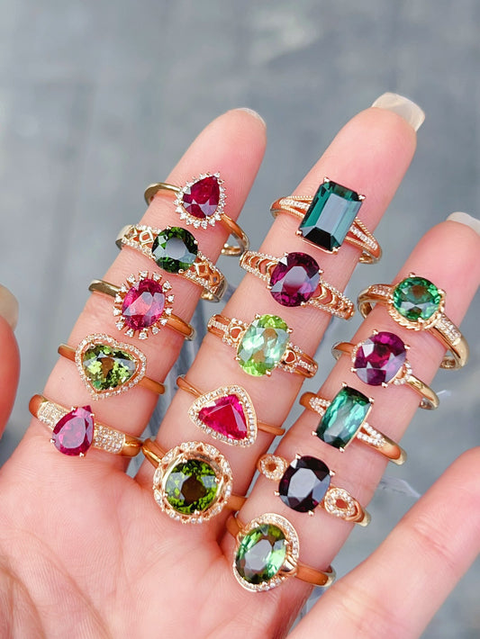 Elegant and Versatile 18K Gold Embedded Natural Tourmaline Jewelry