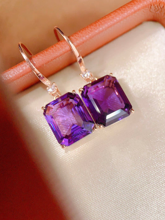 Elegant Purple Crystal Earrings - Luxury Jewelry Collection