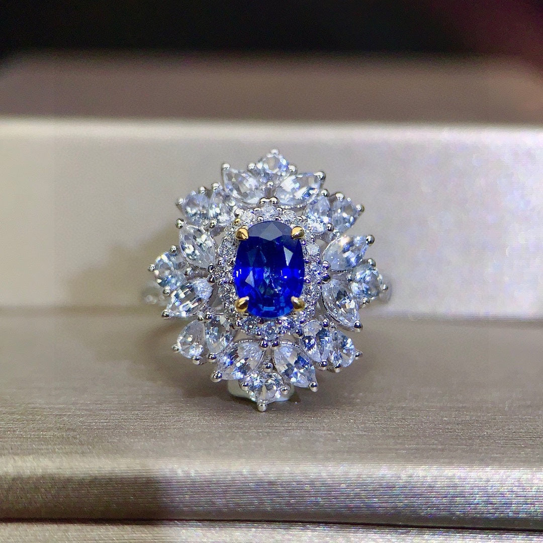 Luxury Sapphire Ring with Diamond Accents - High-End Jewelry