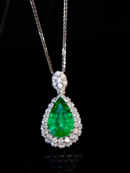 Emerald Pendant Jewelry: Classic Waterdrop Cut with Muzo Green Glass Crystal