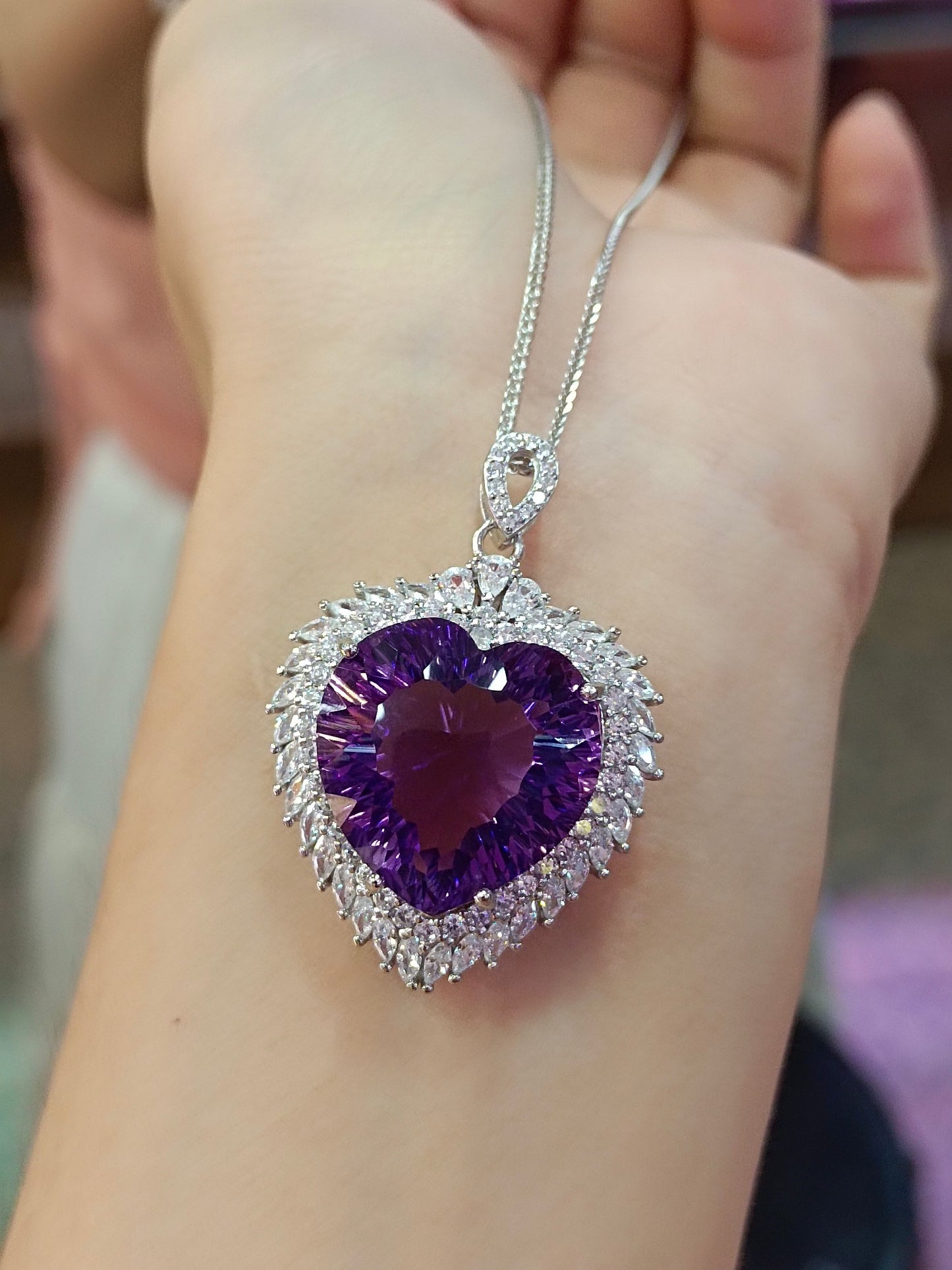 Jewelry Exquisite: Natural Purple Amethyst Heart Pendant