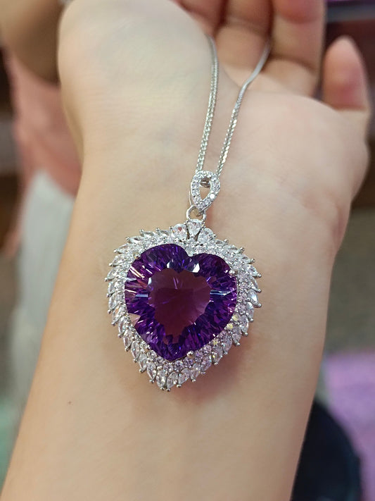 Jewelry Exquisite: Natural Purple Amethyst Heart Pendant