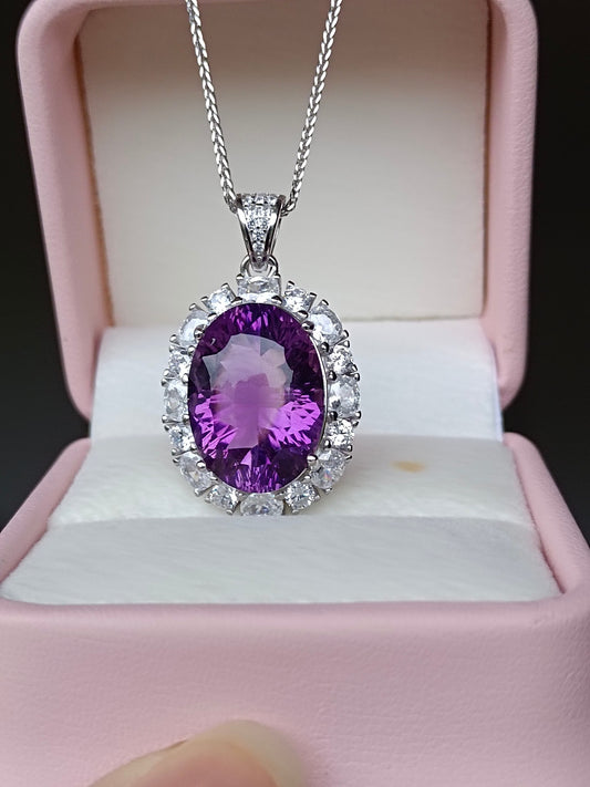 Luxurious Natural Amethyst Pendant Jewelry with Full Fire and Rich Color