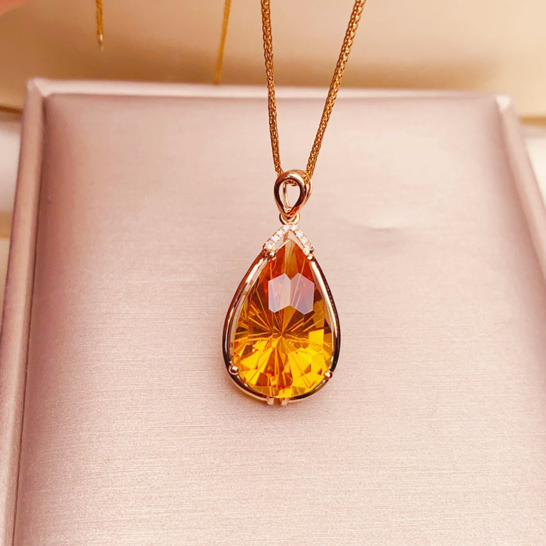 Charme Radiant Sunlight - Bijoux pendentif citrine jaune