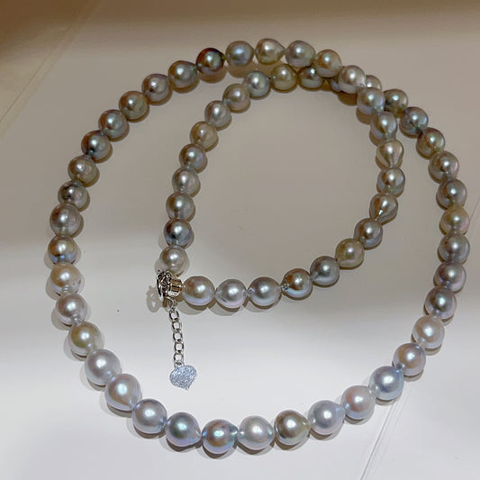 5-6mm Gray Akoya Pearl Jewelry with 18K Gold Adjustable Clasp