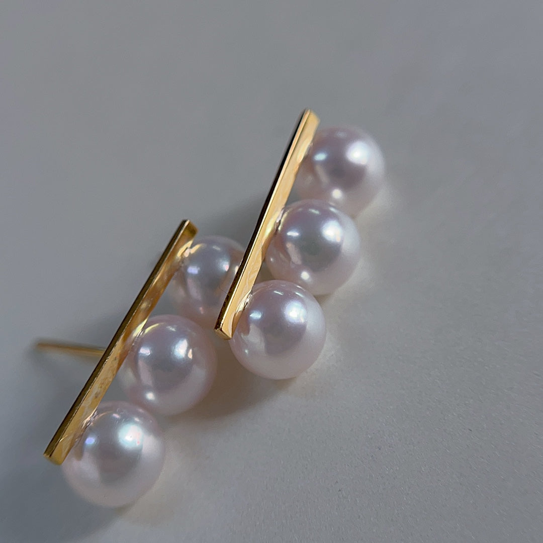 7-7.5mm Akoya Pearl Jewelry with 18K Gold Embedding