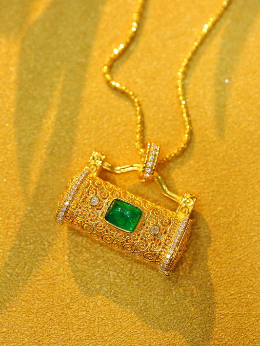 Charming Lucky Lock Pendant - Emerald Jewelry