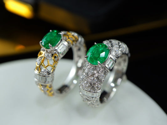 Luxurious Emerald Ring with Diamond Accents - High-End Jewelry Piece