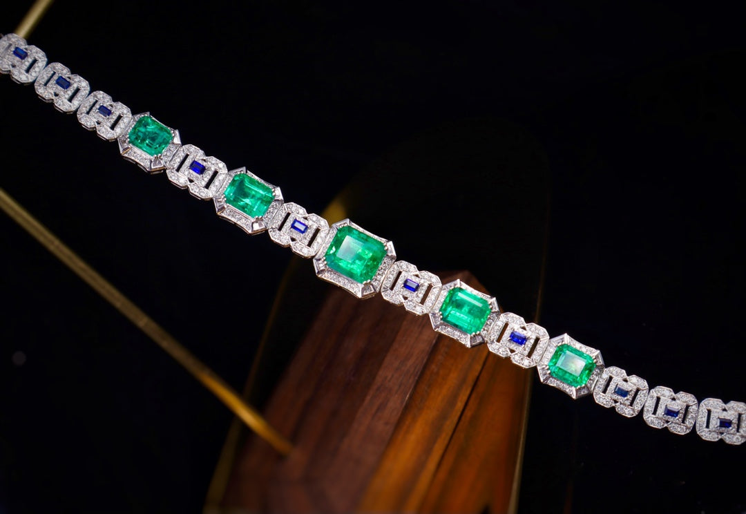 Emerald and Sapphire Diamond Bracelet - Timeless Elegance in Jewelry