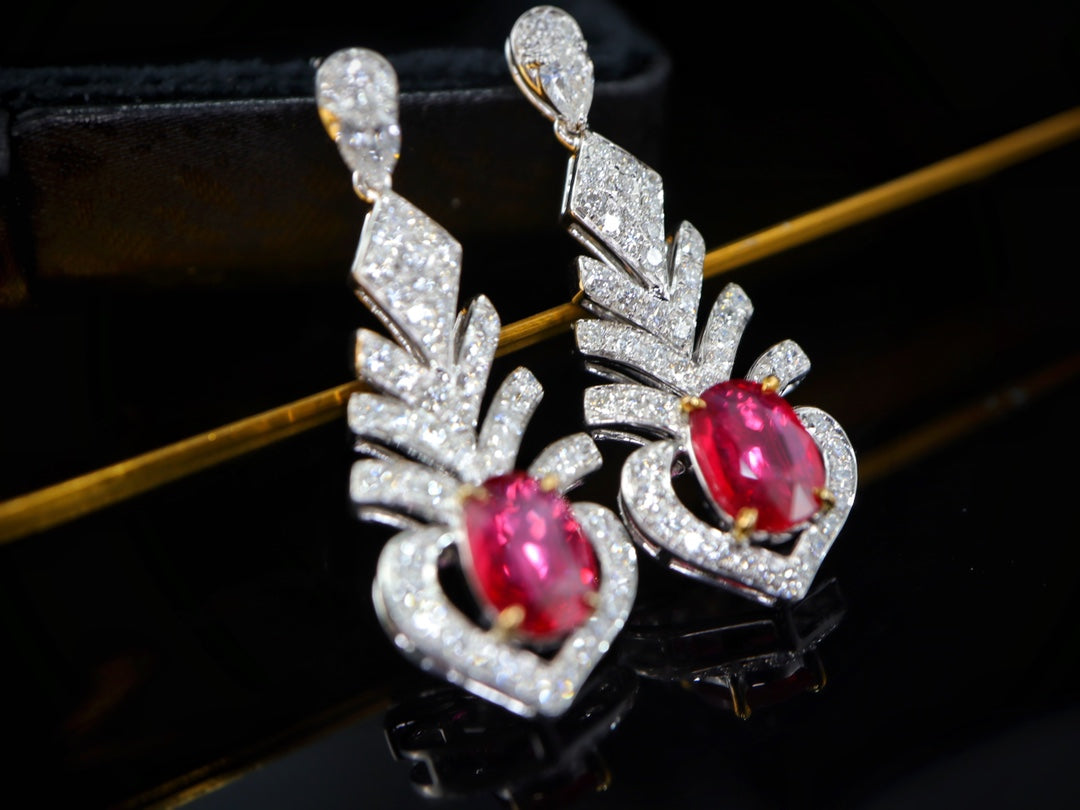 Exquisite Pigeon Blood Red Ruby Earrings - A Jewelry Treasure