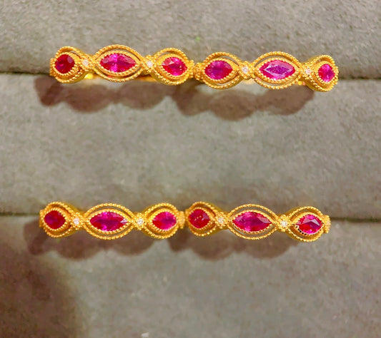 Mesmerizing Ruby Marquise Ring - Elegant 18k Gold Embedded Jewelry